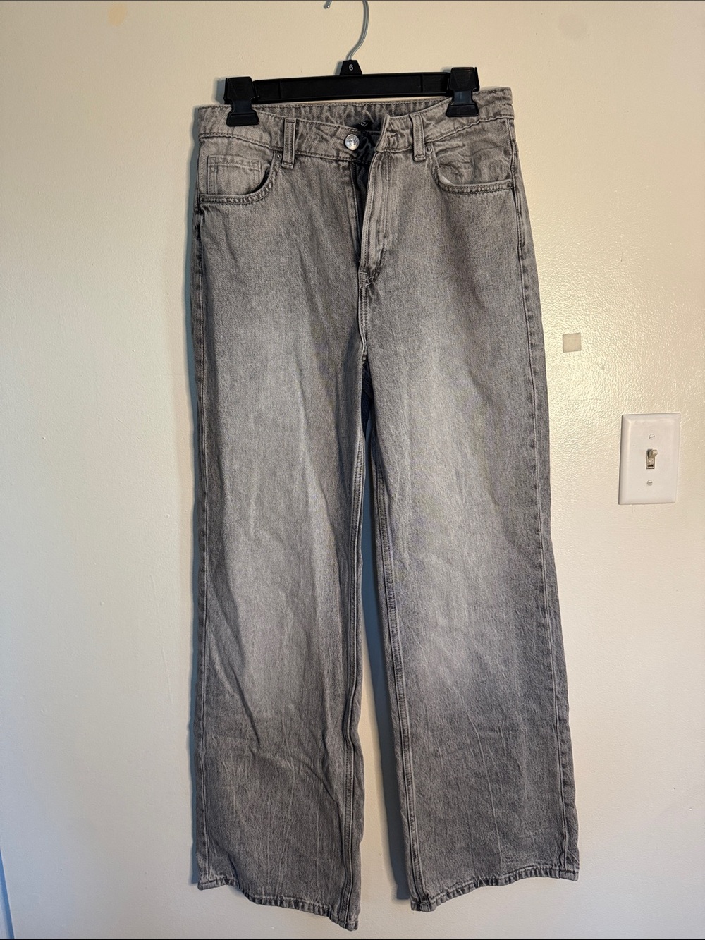 H&M Divided Size 4 Gray Wash Wide Leg Baggy Jeans Y2K